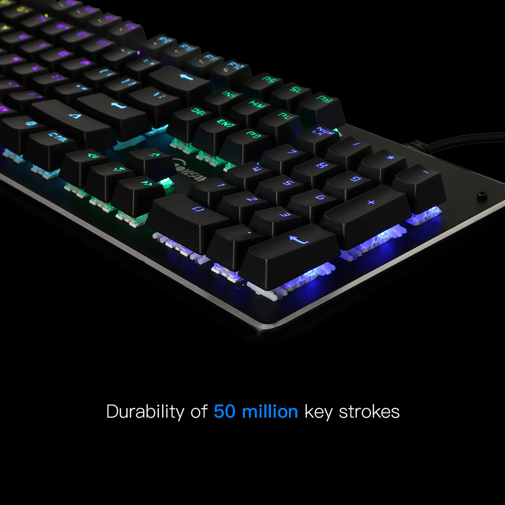 AOYECH K100 104key Wired Gaming Mechanical Keyboard Blue Switch LED Backlit - RED