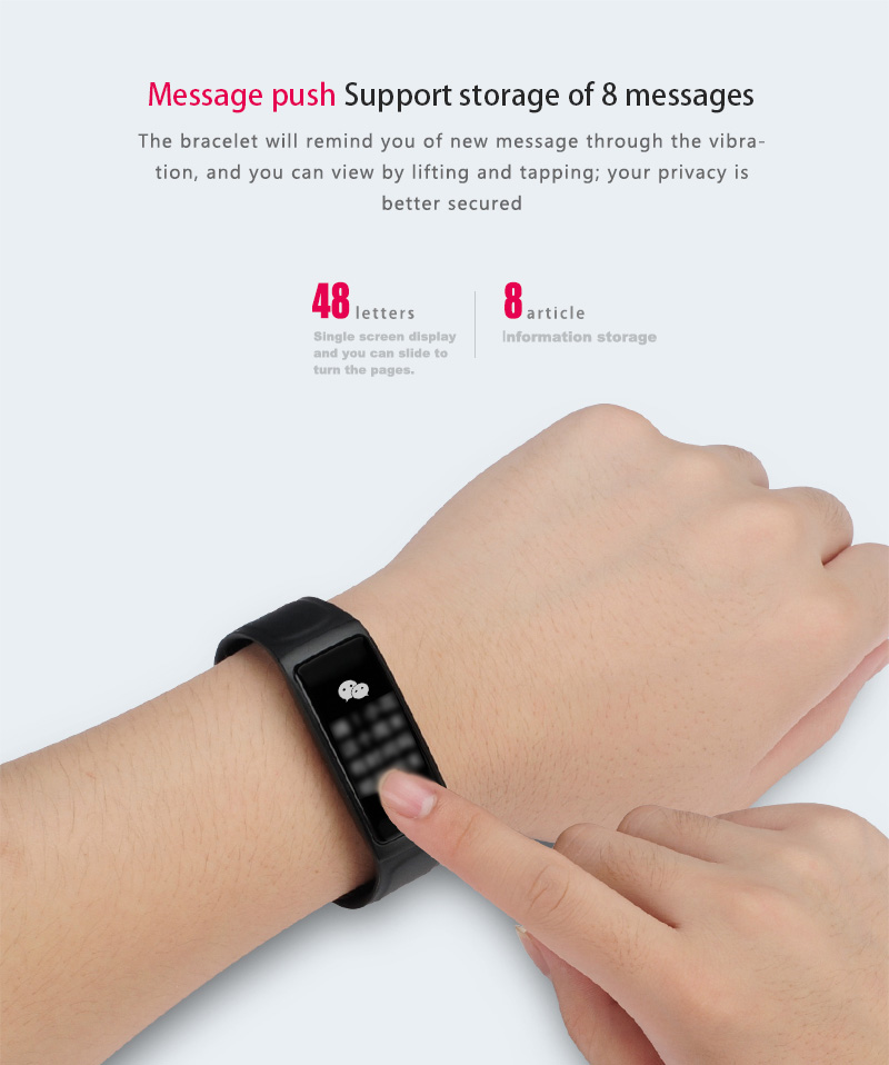C7S Smart Band 0.96 Inch OLED Screen Heart Rate Blood Pressure Monitor IP67 Water Resistance Compatible with iOS Android Smartphones - Red