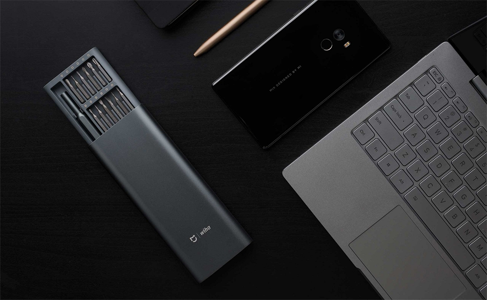 Xiaomi Mijia Wiha Screwdriver Kit 24 in 1 Precision Magnetic Bits Aluminium Alloy - Black