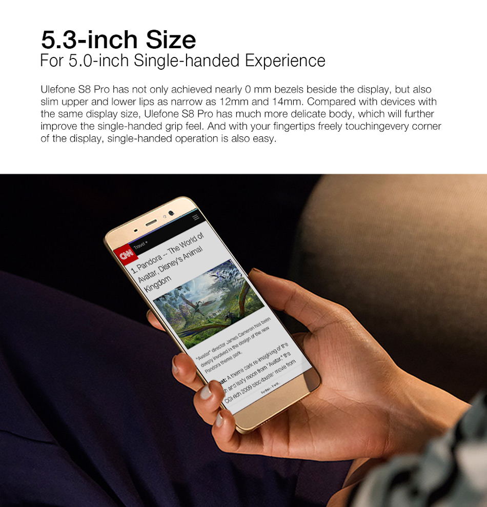 [HK Stock]Ulefone S8 Pro 5.3 Inch HD Screen Smartphone 2GB RAM 16GB ROM MT6737 Quad Core 13.0MP  Cam Android 7.0 Touch ID - Black