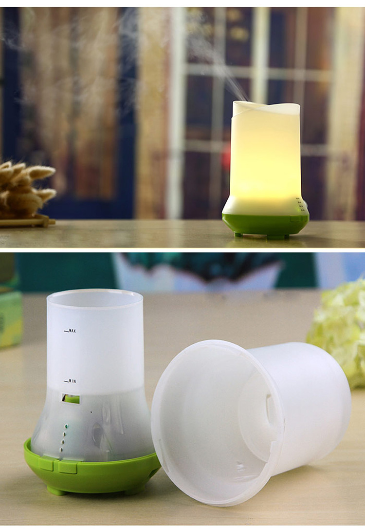 Mini Ultrasonic Air Humidifier 3 in 1 Humidifier Aromatherapy Machine LED Light USB Chargeable 80ML -Green