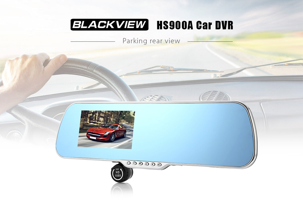 BLACKVIEW HS900A 4.3 Inch LCD Display 1080P FHD Car DVR Dashcam Video Recorder 350 Degree Wide Angle Lens with Rear View Camera - Blue+Black
