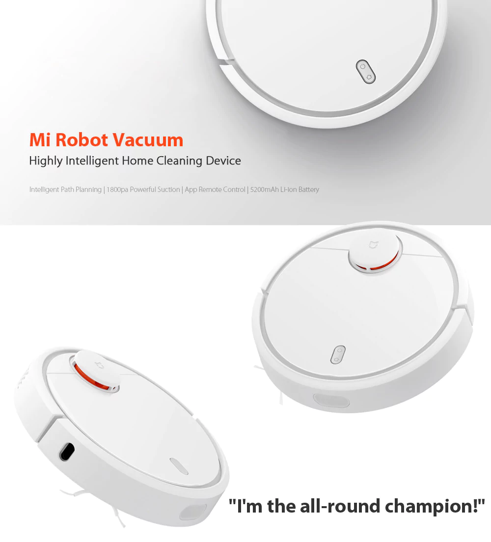 [Spain Stock]Xiaomi Mi Robot Vacuum Cleaner Robot With Laser Guidance System Powerful Suction LDS Path Planning 5200mAh Battery