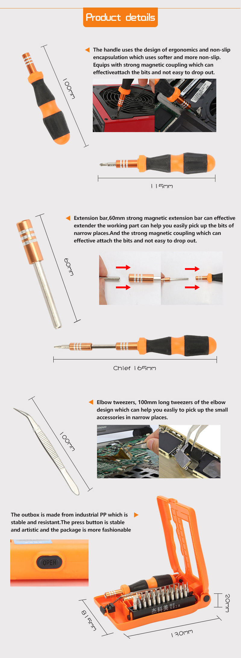 Jakemy JM-8104 29 in 1 Screwdriver Set Multi-function Repair Tool - Orange