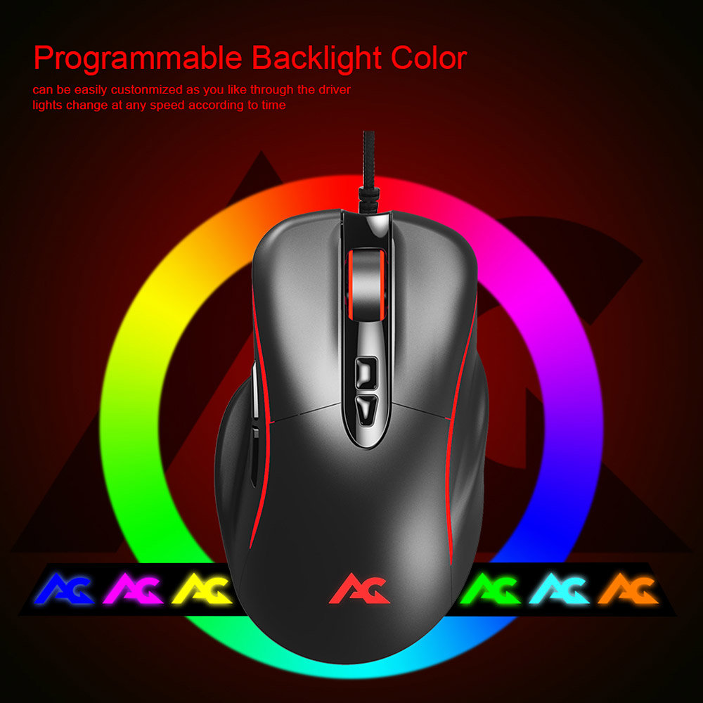 ACGAM G502 RGB Lighting Avago3050 4000DPI Wired Gaming Mouse - Black
