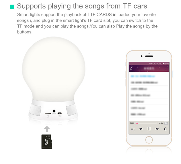 BL10T Smart LED Bluetooth Light Touch Sensor Adjustable Digital Display MP3 Music Player Night Light -White