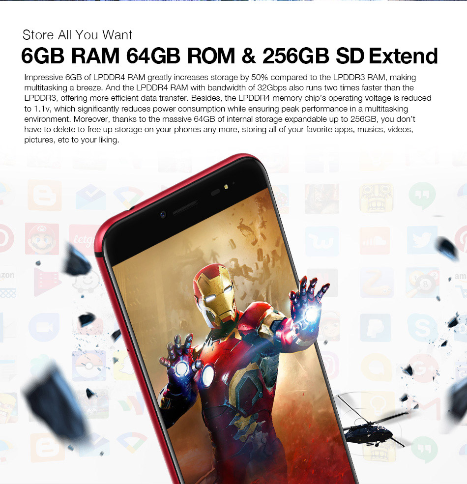 [HK Stock][Global Version]Ulefone T1 5.5 Inch 4G LTE Smartphone Helio P25 Octa Core 2.6Ghz  6GB 64GB 16.0MP Dual Rear Cam Android 7.0 Type-C NXP HiFi Audio - Red