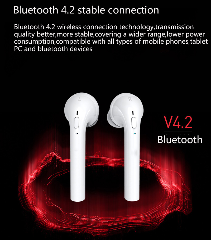 FUN7 Bluetooth Headphone Twins Bluetooth Stereo Earbuds with Charging Box Noise Cancelling - Black