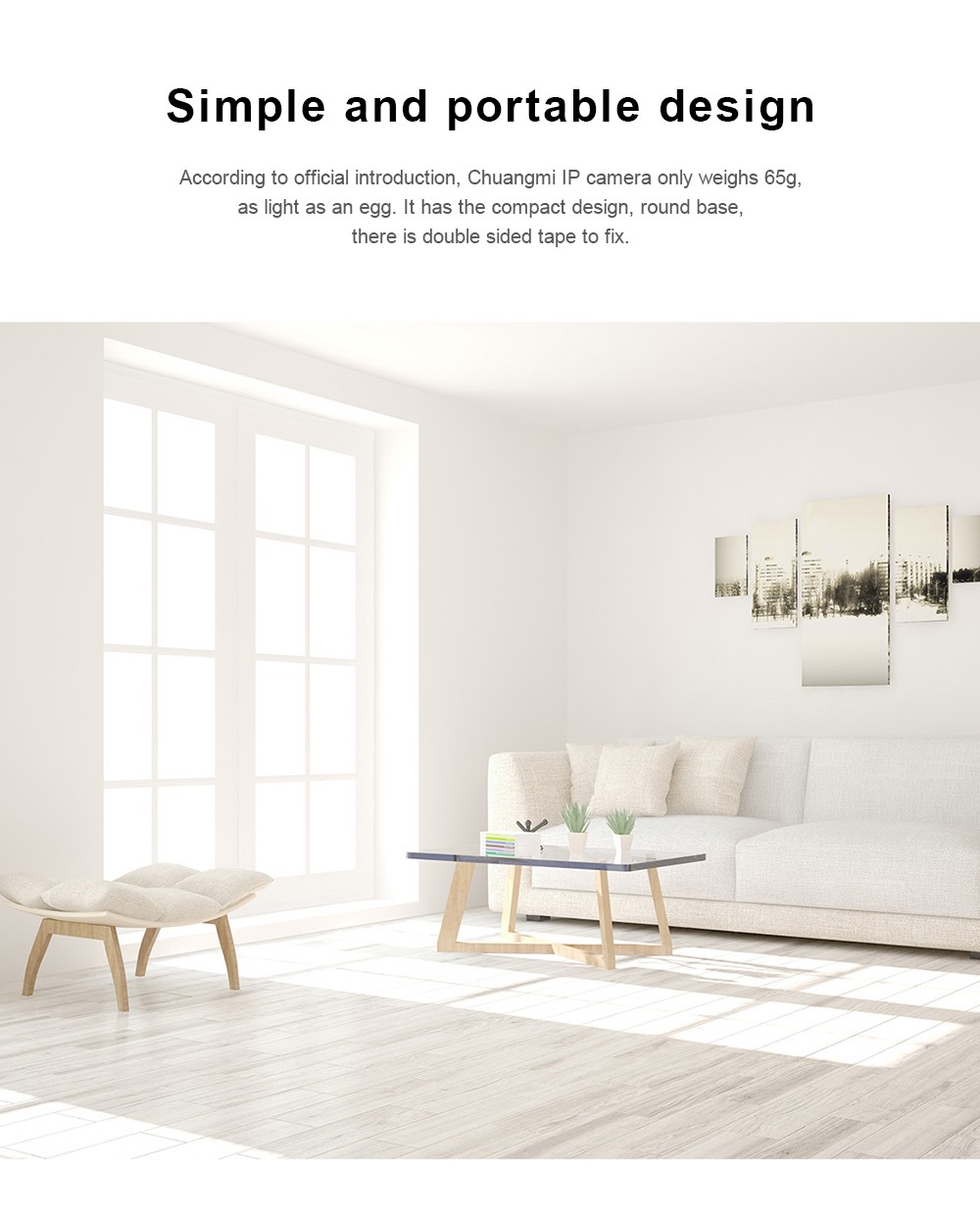 Xiaomi Chuangmi Smart 720P WiFi IP Camera 120 Degree Night Vision Two-way Audio Motion Detection -White