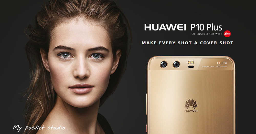 Huawei P10 Plus 5.5 Inch Smartphone WQHD Screen 6GB 64GB Kirin 960 Octa Core 20.0MP Cam Android 7.0 NFC Dual Rear Camera IR Remote Control Super Charge - Black