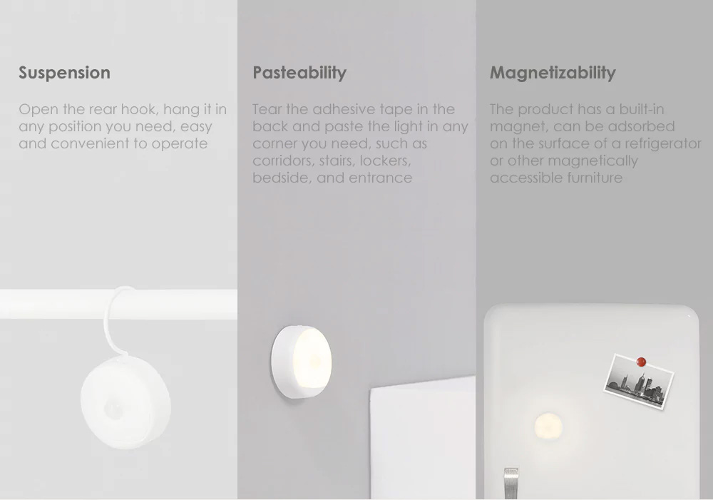 Xiaomi Yeelight Motion Sensor Night Light Body Motion IR Sensor Magnetic USB Rechargeable LED Light -White