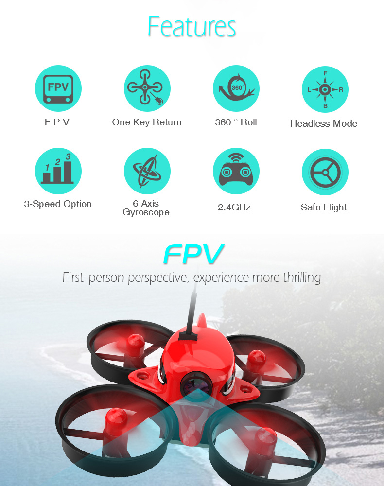 REDPAWZ R011 5.8G 40CH Micro FPV Racing Drone with 1000TVL FOV 120 Degree Wide-angle Camera 3 Inch VR-D1 Goggles - RTF
