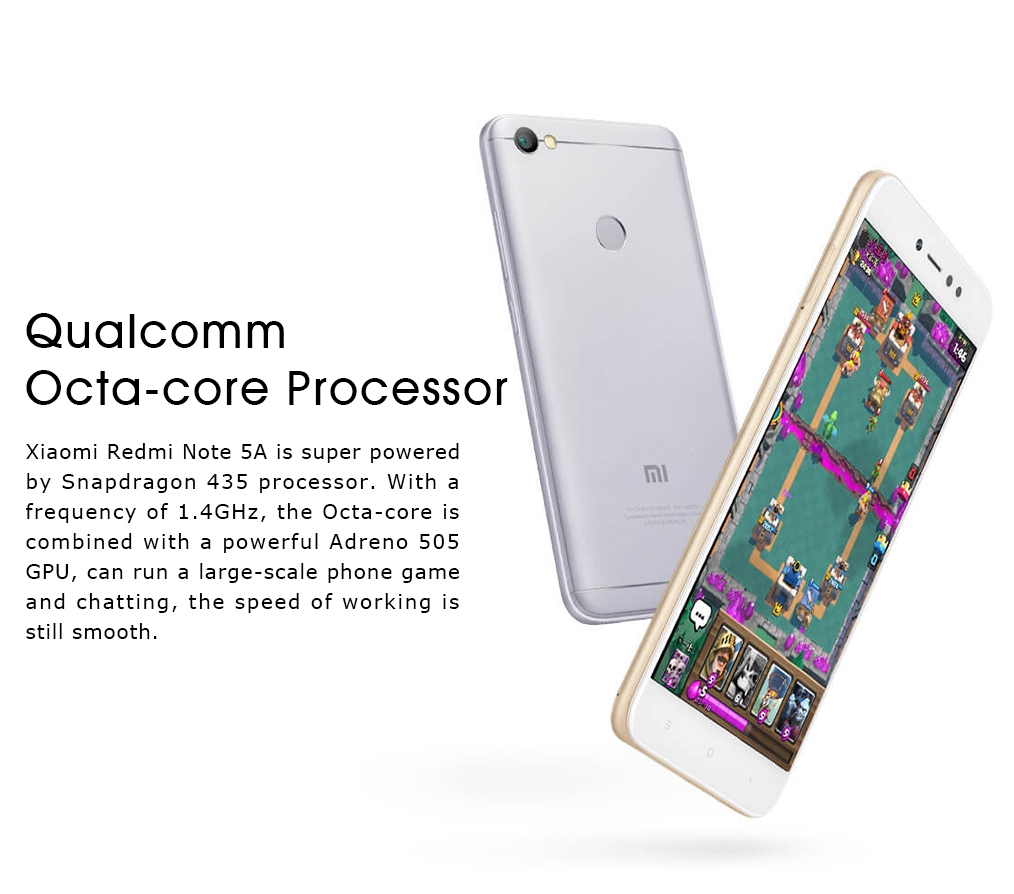 Xiaomi Redmi Note 5A 5.5 Inch  4G LTE Smartphone HD Screen 3GB 32GB 16MP+13MP Cam Snapdragon 435 Octa Core Android 7.1 IR Remote Control VoLTE Touch ID - Gray