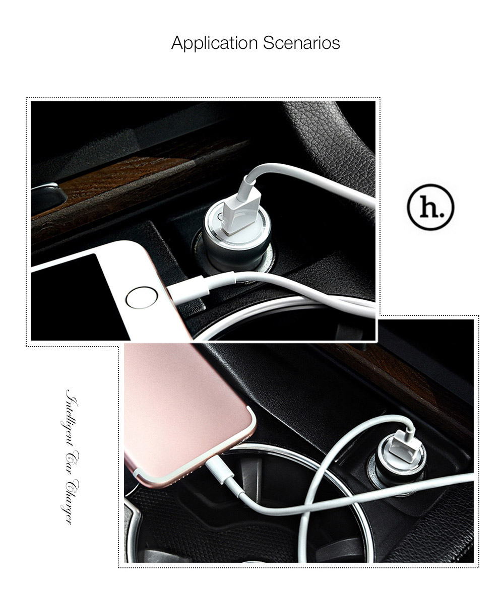 HOCO Z4 Quick Charge 2.0 Single USB Port Smart Car Charger Adapter Multi-Protections for Universal Phones - Pink