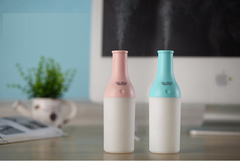 Mini USB 3 in 1 Bottle Humidifier Practical Aromatherapy Machine LED Night Light 180ML -Pink