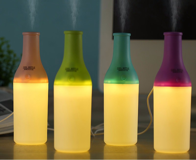 Mini USB 3 in 1 Bottle Humidifier Practical Aromatherapy Machine LED Night Light 180ML -Pink