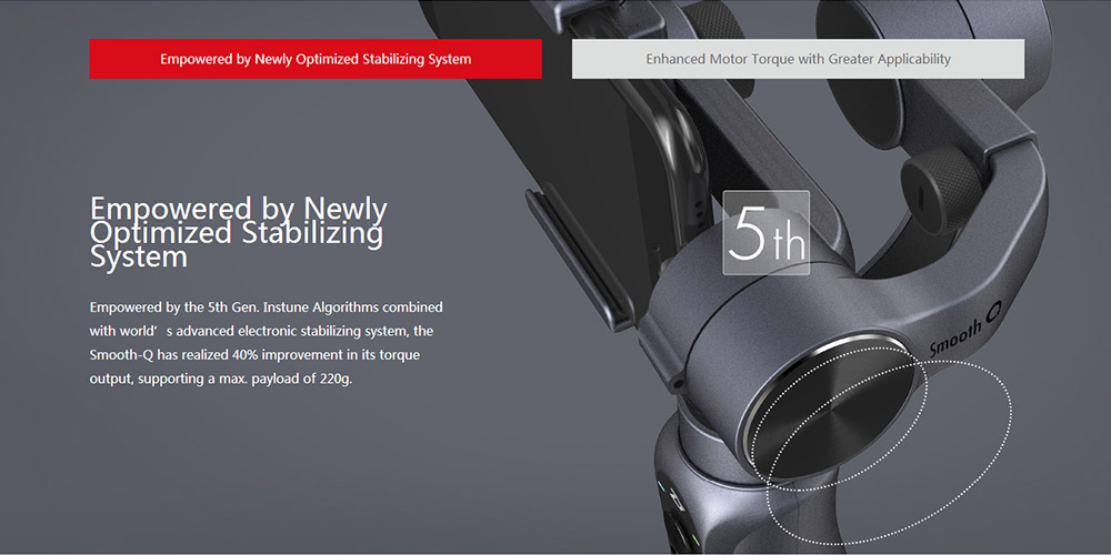 Zhiyun Smooth Q 3-Axis Handheld Brushless Gimbal for Smartphone within 6.0 Inch GoPro Hero3/4/5 - Jet Black