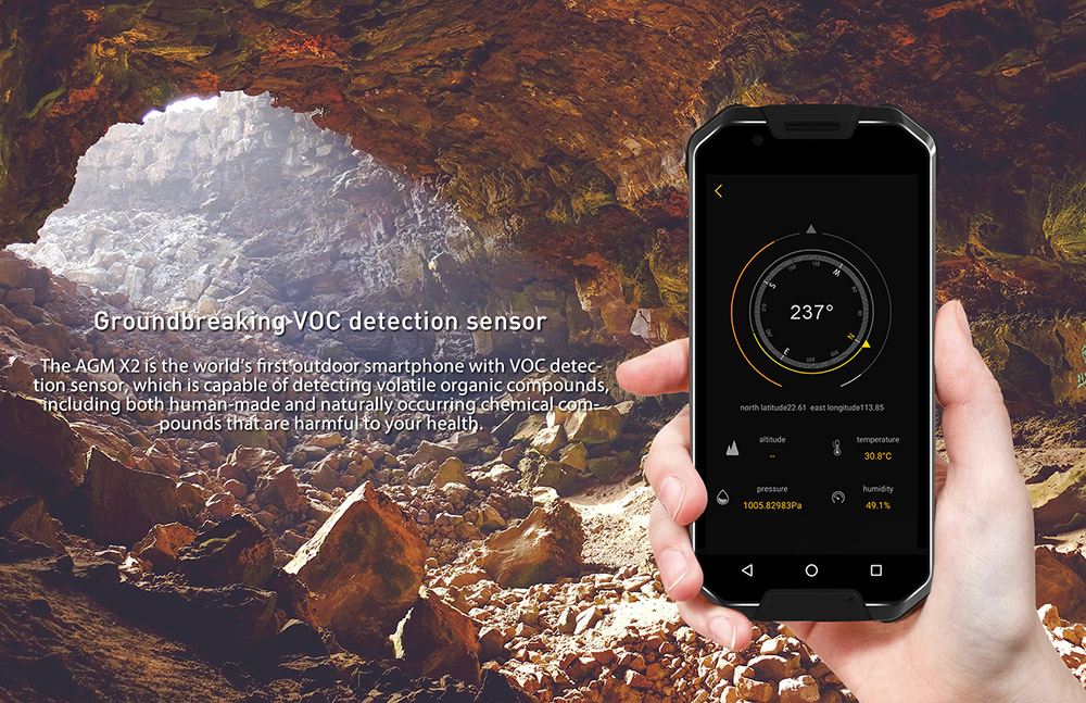 AGM X2 5.5 Inch IP68 Waterproof 4G LTE Smartphone 6GB 64GB Qualcomm Snapdragon 653 Octa Core Android 7.1 Four Cameras Touch ID - Black