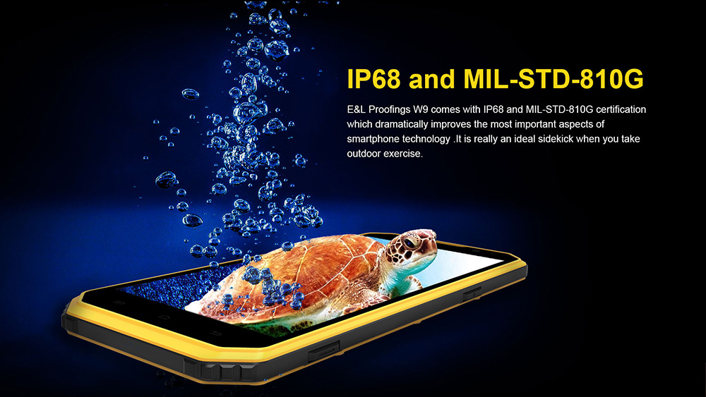 [HK Stock]E&L W9 6.0 Inch IP68 Waterproof 4G LTE Smartphone 4000mAh Corning Gorilla Glass 3 MTK6735 Octa Core 2GB 16GB 8.0MP Cam Android 6.0 - Black