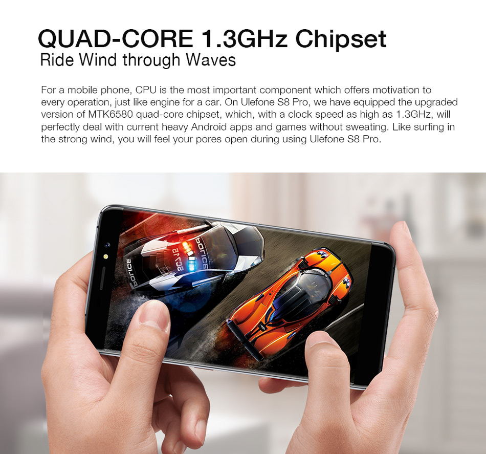 [HK Stock]Ulefone S8 Pro 5.3 Inch HD Screen Smartphone 2GB RAM 16GB ROM MT6737 Quad Core 13.0MP  Cam Android 7.0 Touch ID - Black
