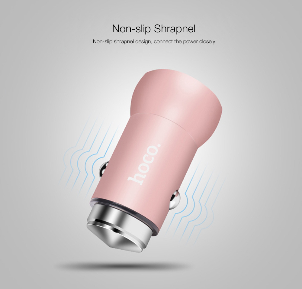 HOCO Z4 Quick Charge 2.0 Single USB Port Smart Car Charger Adapter Multi-Protections for Universal Phones - Pink