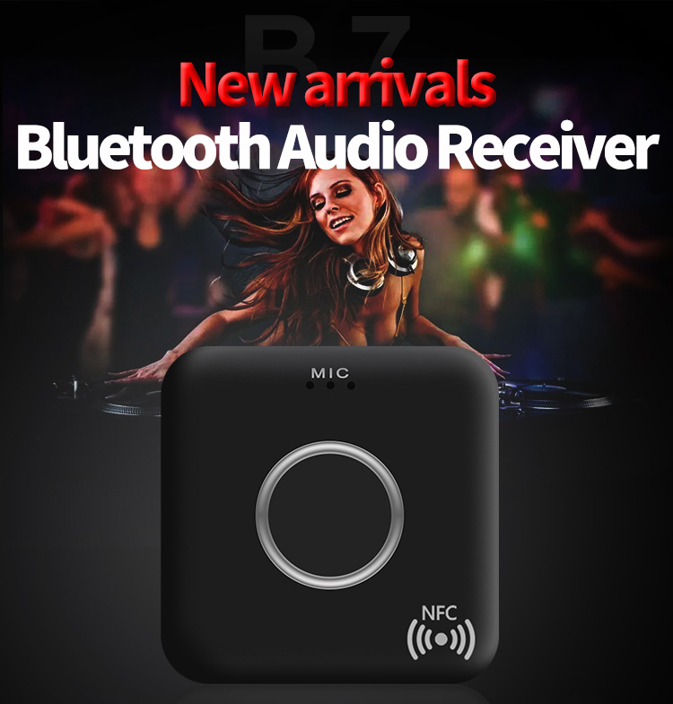 B7 Bluetooth Audio Receiver Hands-free Call NFC Noise Reduction - Black