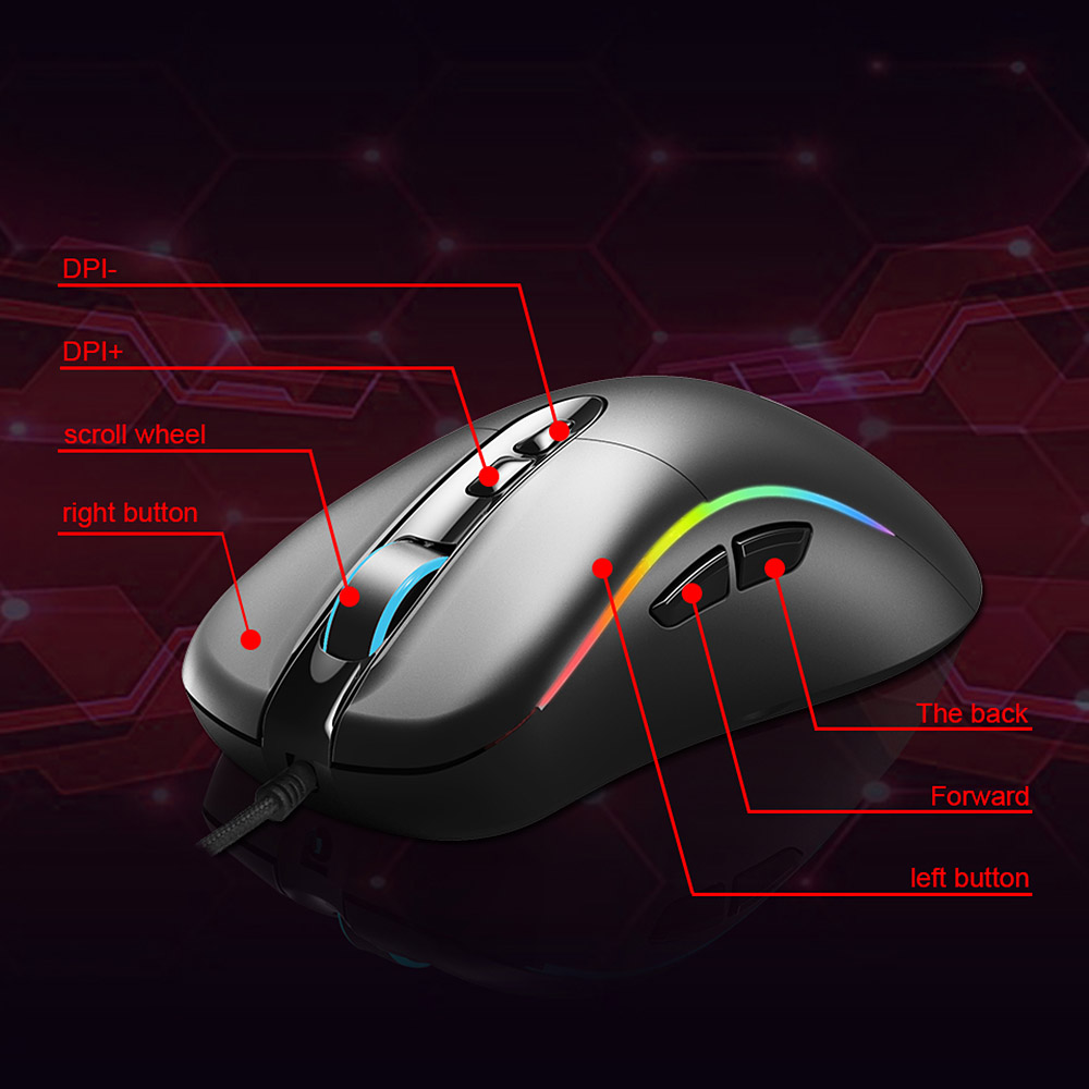 ACGAM G502 RGB Lighting Avago3050 4000DPI Wired Gaming Mouse - Black
