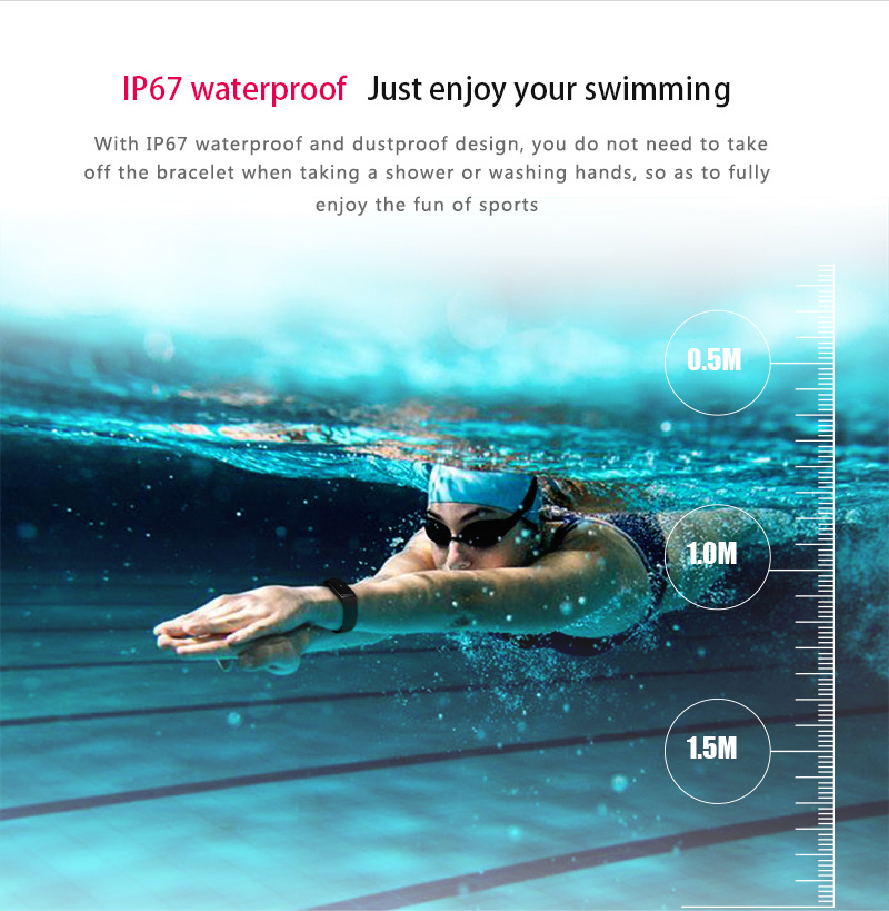 C7S Smart Band 0.96 Inch OLED Screen Heart Rate Blood Pressure Monitor IP67 Water Resistance Compatible with iOS Android Smartphones - Red