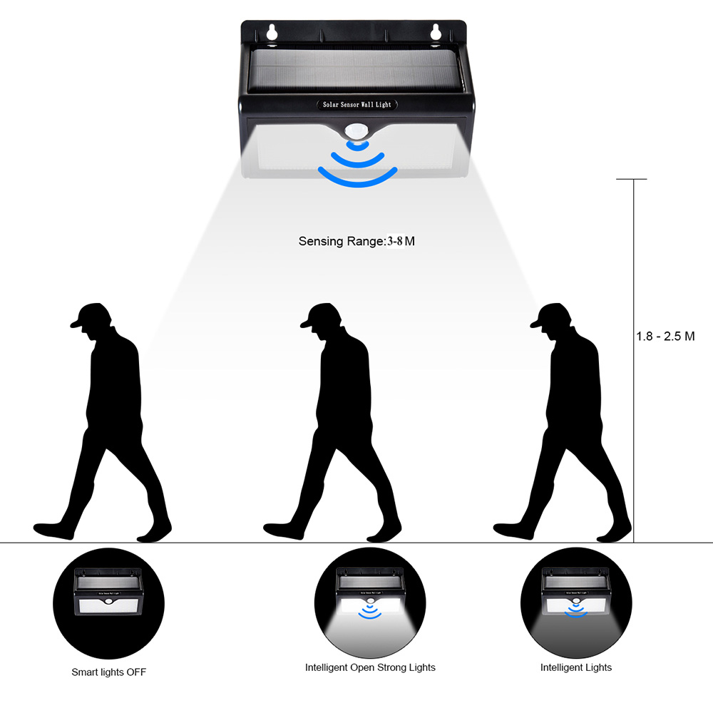 L806B Solar Light IP65 Waterproof Outdoor 46 LED Light Solar Motion Sensor Light -Black