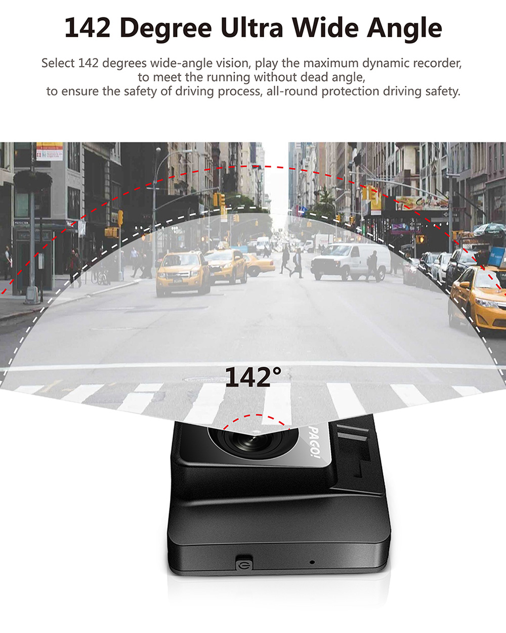 PAPAGO Gosafe 388mini 1080P Car DVR 2.0" LCD Screen 142 Degree Wide Angle Dashboard Camera with G-Sensor WDR Parking Monitor - Black