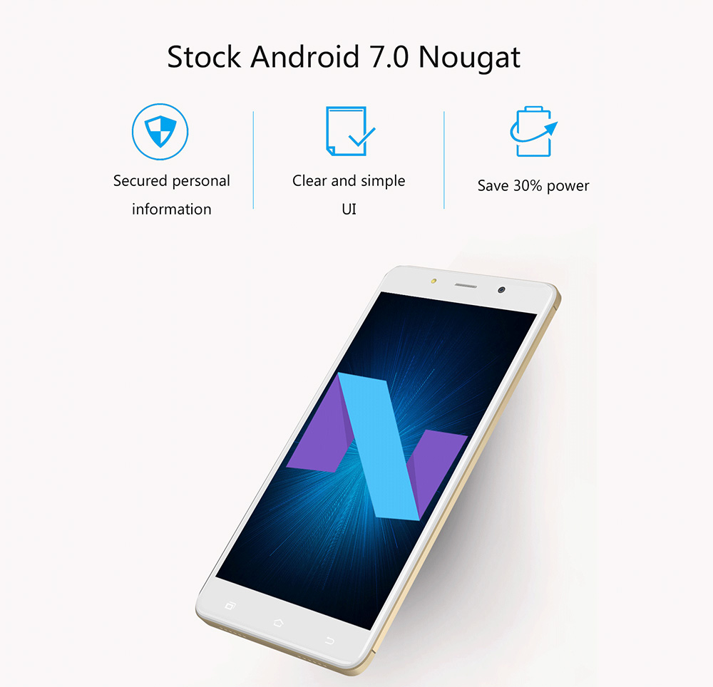 UHANS Note 4 5.5 Inch Smartphone HD Screen 3GB RAM 32GB ROM 13.0MP Cam MT6737 Quad Core Android 7.0 Touch ID 4000mAh - Gold