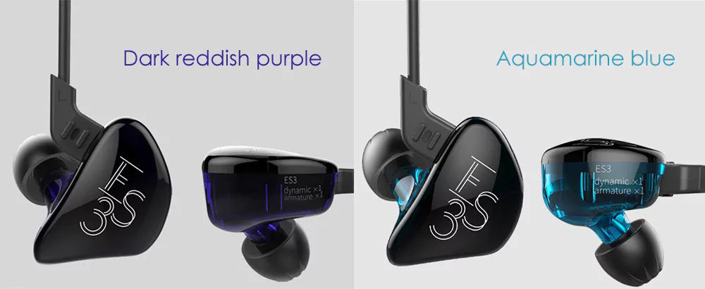 KZ KZ-ES3 In-ear Headphones with Mic Detachable HiFi Earphones - Black