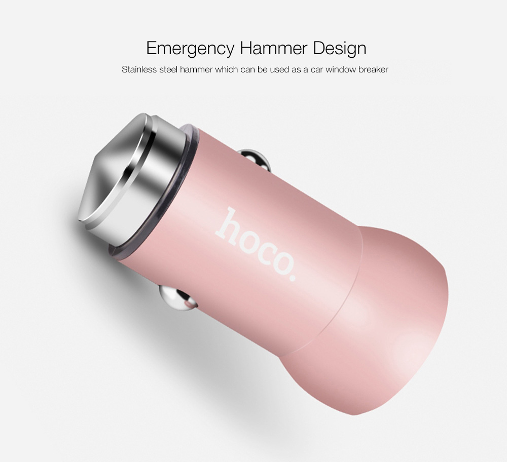 HOCO Z4 Quick Charge 2.0 Single USB Port Smart Car Charger Adapter Multi-Protections for Universal Phones - Pink