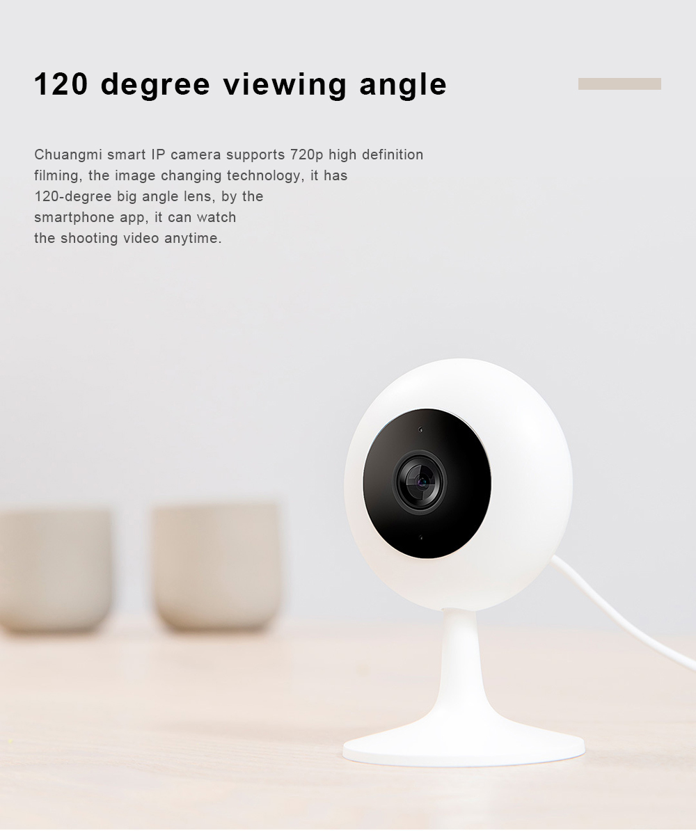 Xiaomi Chuangmi Smart 720P WiFi IP Camera 120 Degree Night Vision Two-way Audio Motion Detection -White
