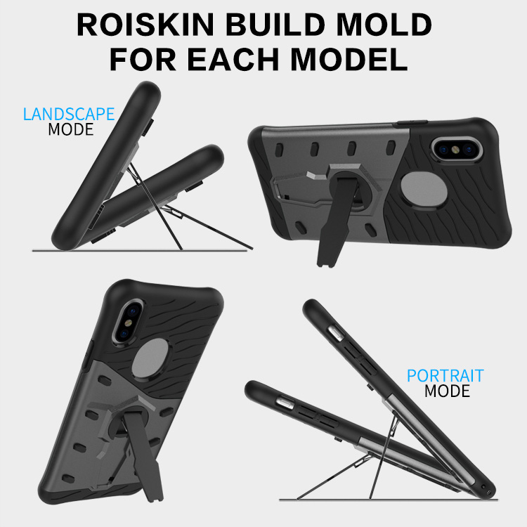 Black iPhone 8 Case Armour Series Protective Phone Case 360 Degree Rotating Bracket Stand Cover