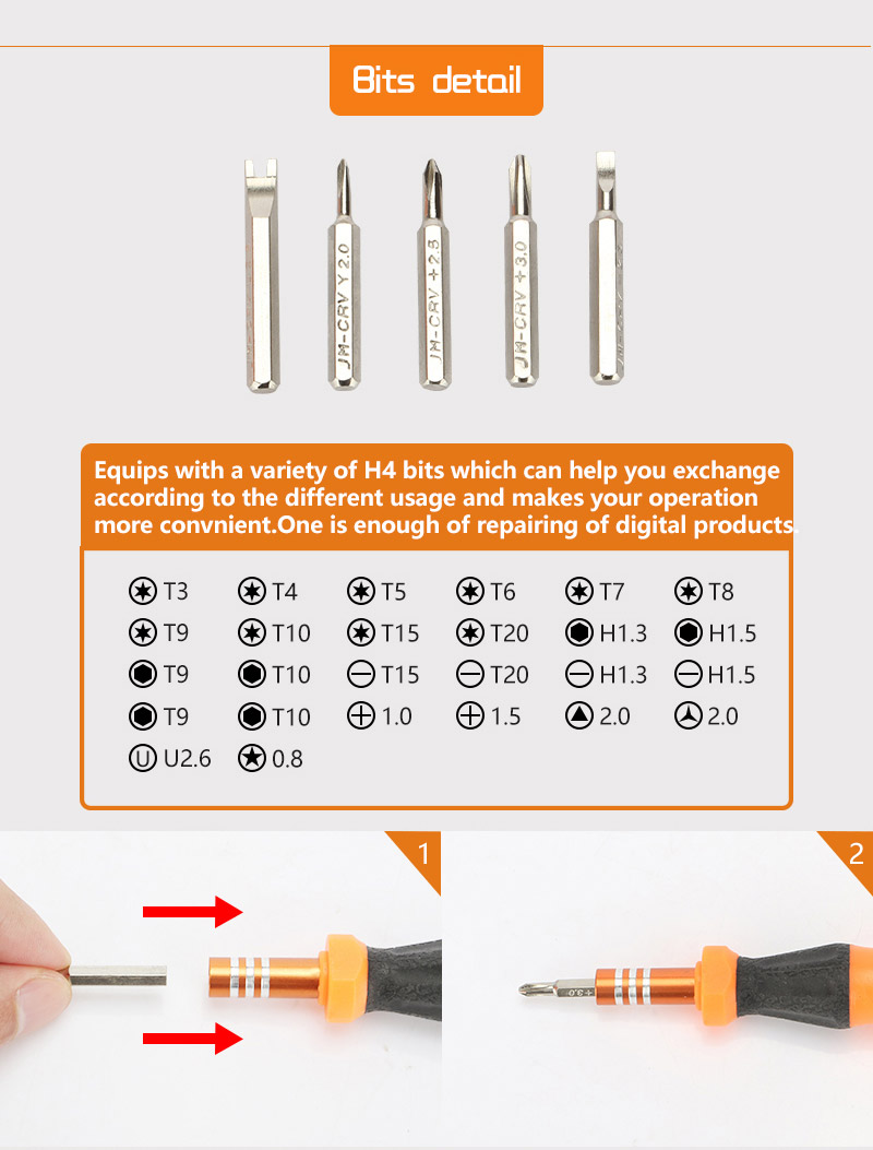 Jakemy JM-8104 29 in 1 Screwdriver Set Multi-function Repair Tool - Orange