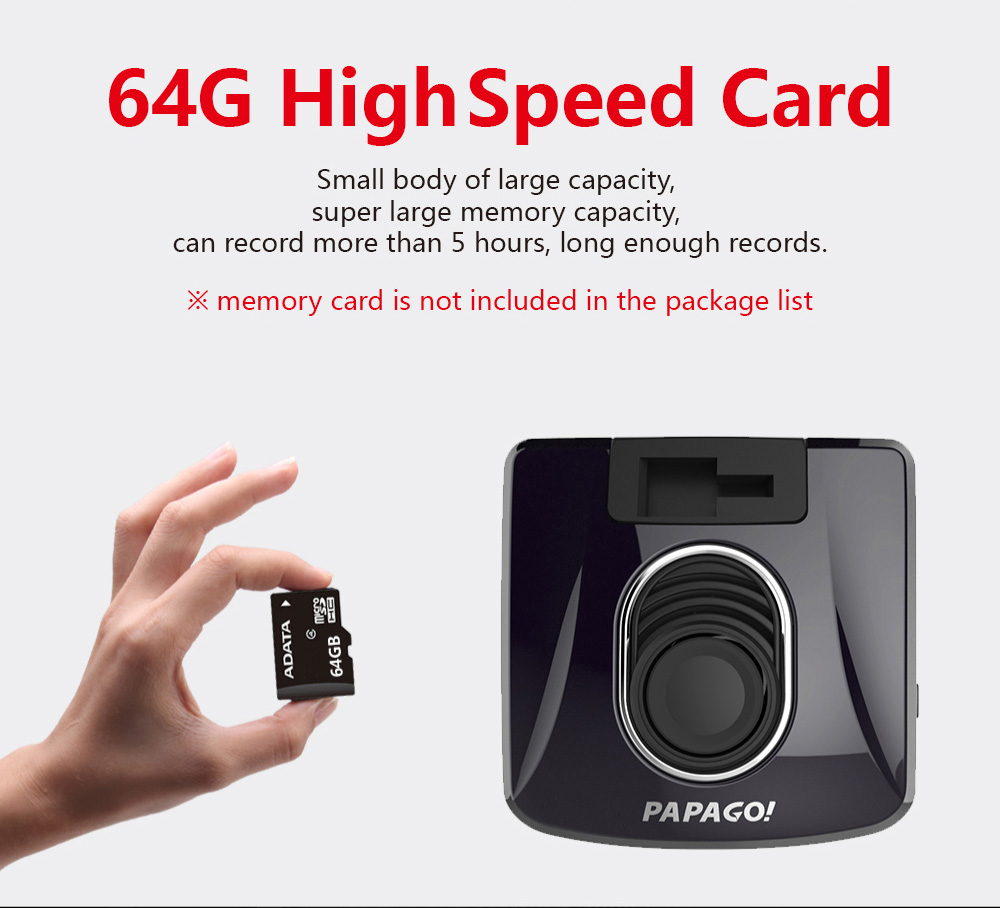 PAPAGO Gosafe 350mini 1080P Car DVR 2.0 inch Dash Cam Novatek 96650 Video Recorder 142 Degree Angle Lens - Black