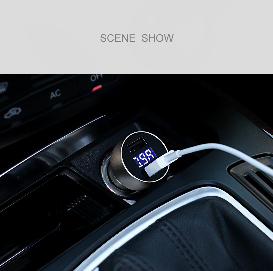 USAMS US-CC019 Dual USB Ports Smart Car Charger 5V 3.4A Fast Charge Wide Compatibility Multi-Protections with LCD Digital Display - Black