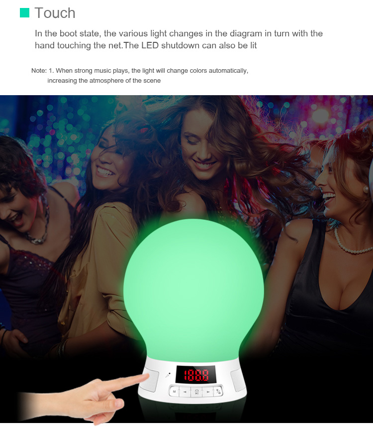 BL10T Smart LED Bluetooth Light Touch Sensor Adjustable Digital Display MP3 Music Player Night Light -White