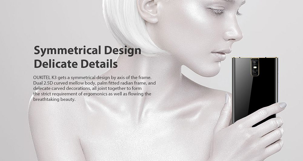 OUKITEL K3 5.5 Inch 4G LTE Smartphone 6000mAh Battery 4GB RAM 64GB ROM 16MP MT6750T Octa Core Android 7.0 Four Cameras Touch ID - Black