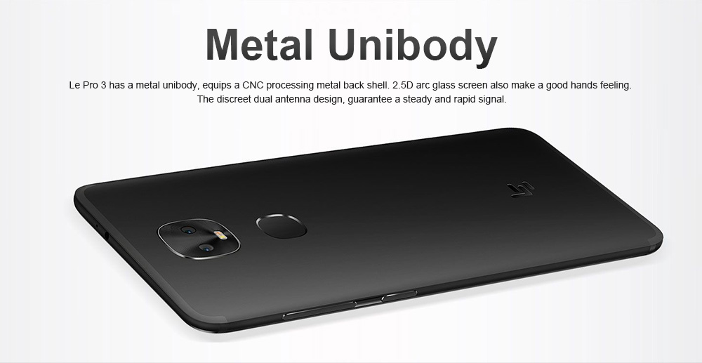 [HK Stock]LeTV LeEco Le Pro 3 AI Edition X651 13.0MP+13.0MP Dual Rear Camera 5.5 Inch 4G LTE Smartphone MT6797D Deca Core 4GB 32GB Android 6.0 Fast Charge 4000mAh - Black