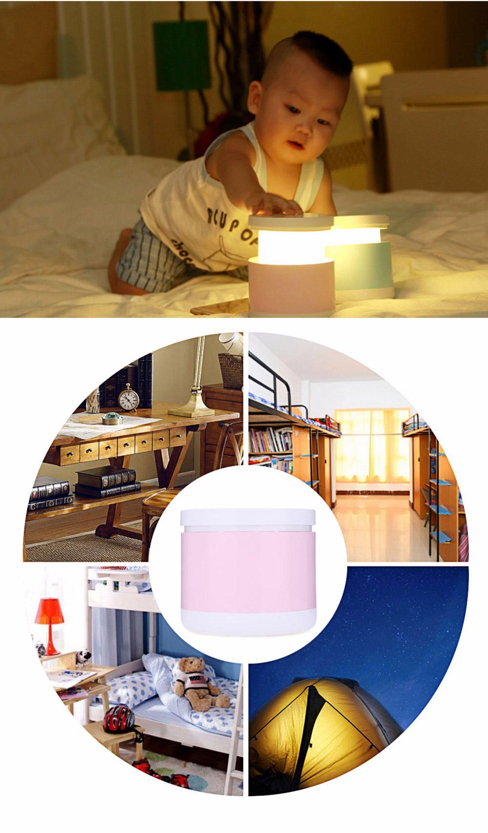 LED Night Light USB Telescopic Lamp Reading Light Decoration Light -Blue