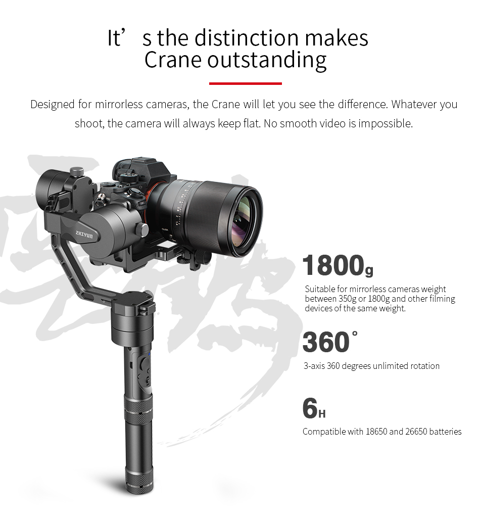 Zhiyun CRANE 3-Axis Handheld Camera Gimbal for Mirrorless DSLR Camera