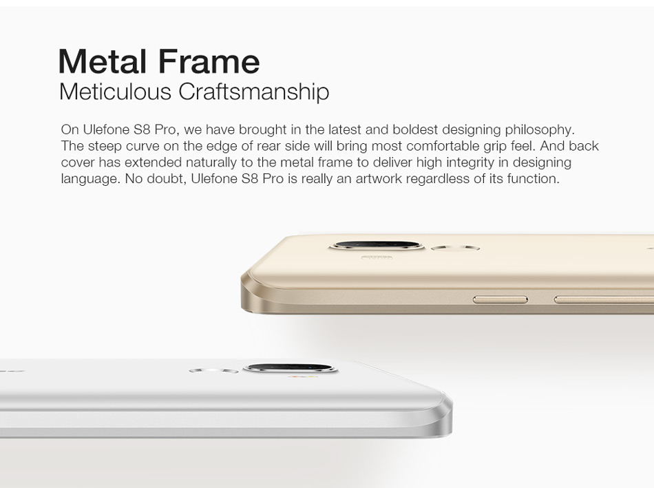 [HK Stock]Ulefone S8 Pro 5.3 Inch HD 2.5D Screen Smartphone 2GB RAM 16GB ROM MT6737 Quad Core 13.0MP  Cam Android 7.0 Touch ID 3000mAh TPU Bumper Case - Gold