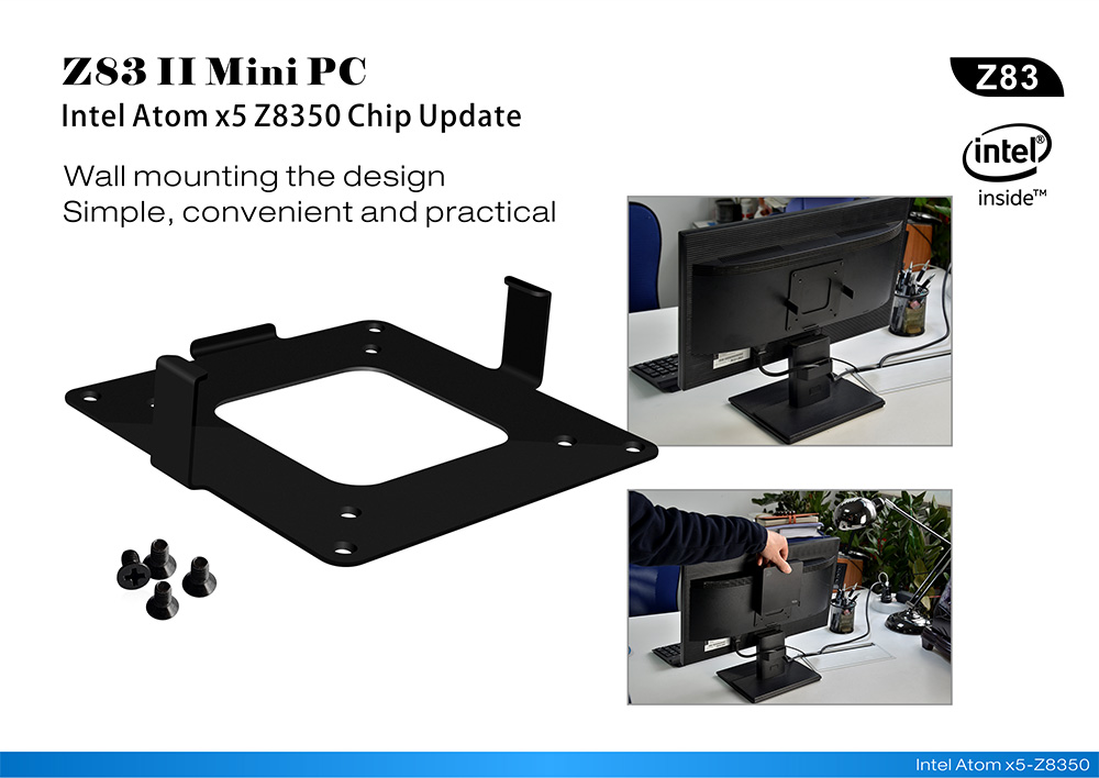 Z83II Windows 10 64Bit Intel Atom X5 Z8350 4K MINI PC 2GB/32GB 2.4G/5.8G WIFI Gigabit LAN Bluetooth HDMI USB3.0