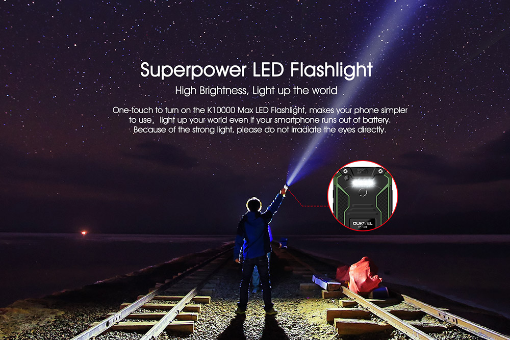 [HK Stock]OUKITEL K10000 MAX 5.5 Inch IP68 Waterproof Smartphone 10000mAh Corning Gorilla Glass FHD Screen 16.0MP Cam 3GB 32GB MT6753 Octa Core Android 7.0 Touch ID Type-C Fast Charge - Black