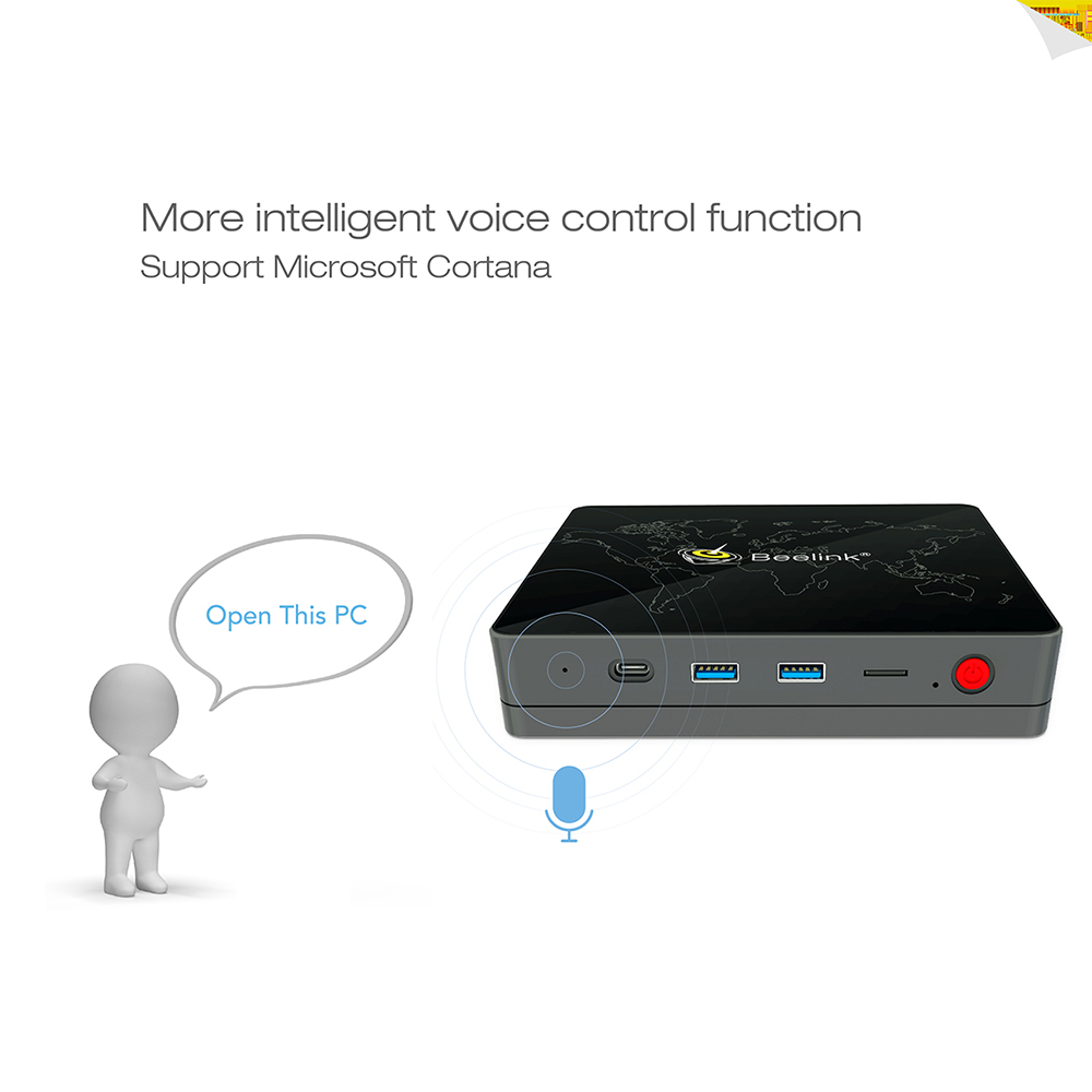 Beelink S1 Licensed Windows 10 64Bit MINI PC Intel Apollo Lake N3450 4GB/64GB 2.4G/5.8G WIFI Bluetooth Gigabit LAN HDMI - Black
