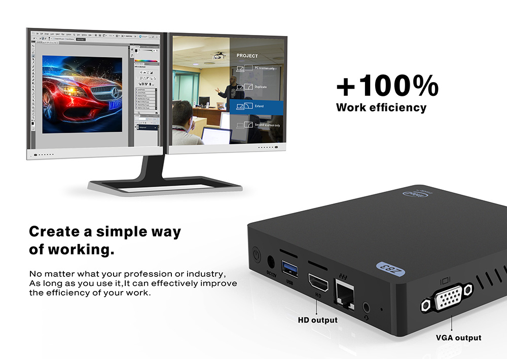 Z83V Windows 10 64Bit Intel Atom X5 Z8350 4K MINI PC 2GB/32GB 2.4G/5.8G WIFI Gigabit LAN Bluetooth HDMI USB3.0