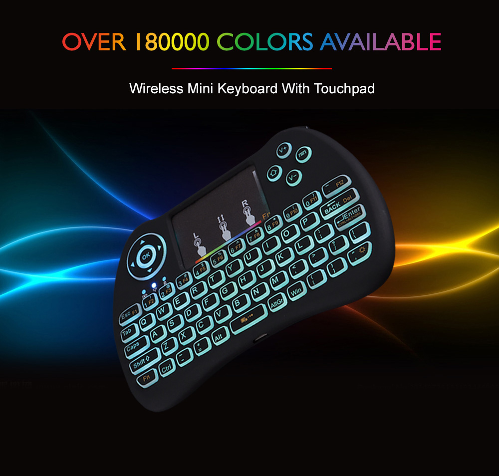 H9 Mini 2.4G Wireless Backlight Keyboard Mouse Combo with Touchpad Over 180000 Backlit Colors Available Brightness Adjustable for TV Box PS3 Xbox 360 Smart TV