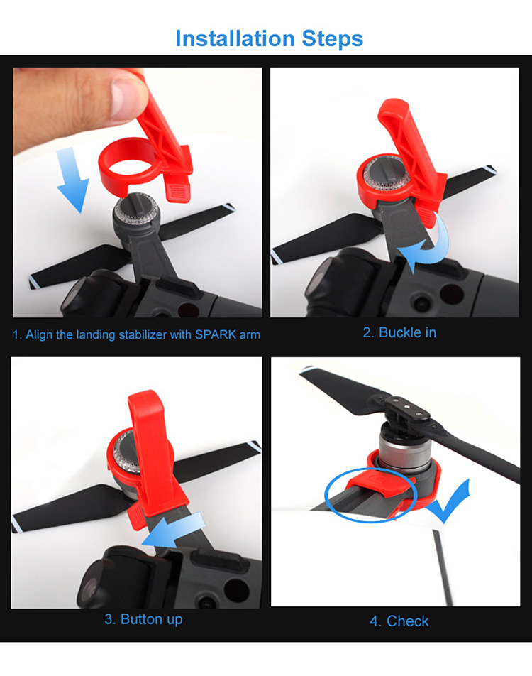 4PCS Landing Gear Stabilizers for DJI Spark - Black